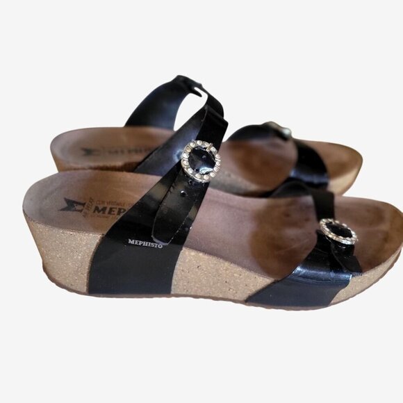 Mephisto Womens Sandals Idelya Casual Slip On Open Back Patent Leather EU 40 - Picture 3 of 8